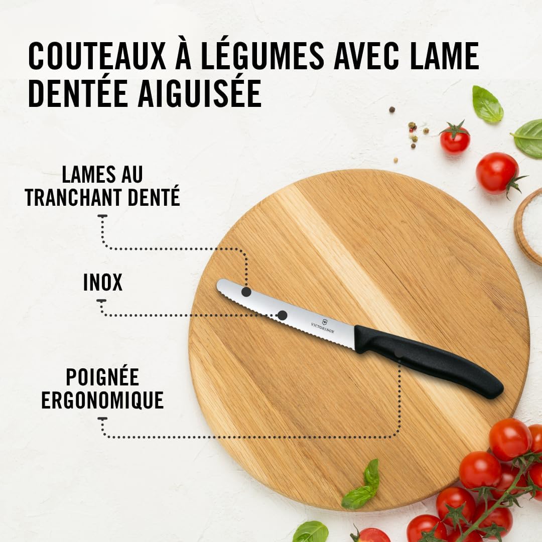 Couteau à tomates SwissClassic Victorinox lame crantée 11 cm