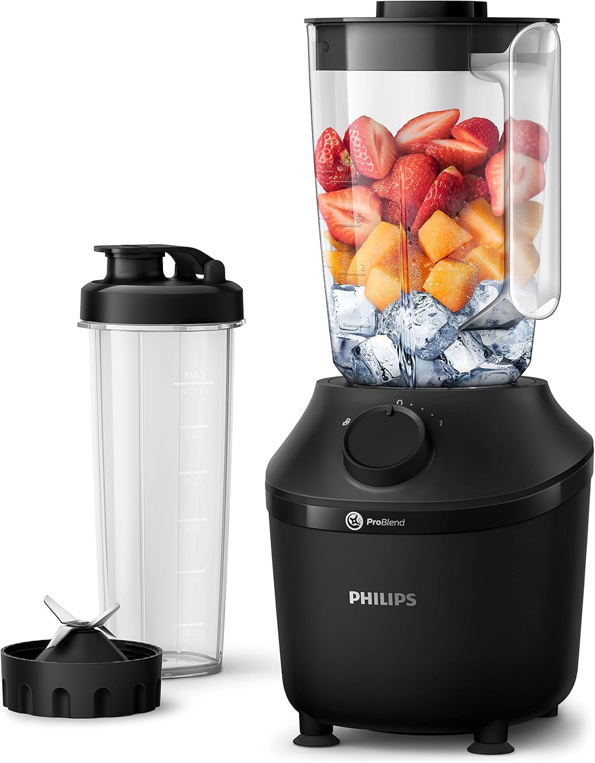 Philips Série 3000 Blender - Technologie ProBlend, Glace pilée en 45s, Moteur 450W, Bol 1,9L