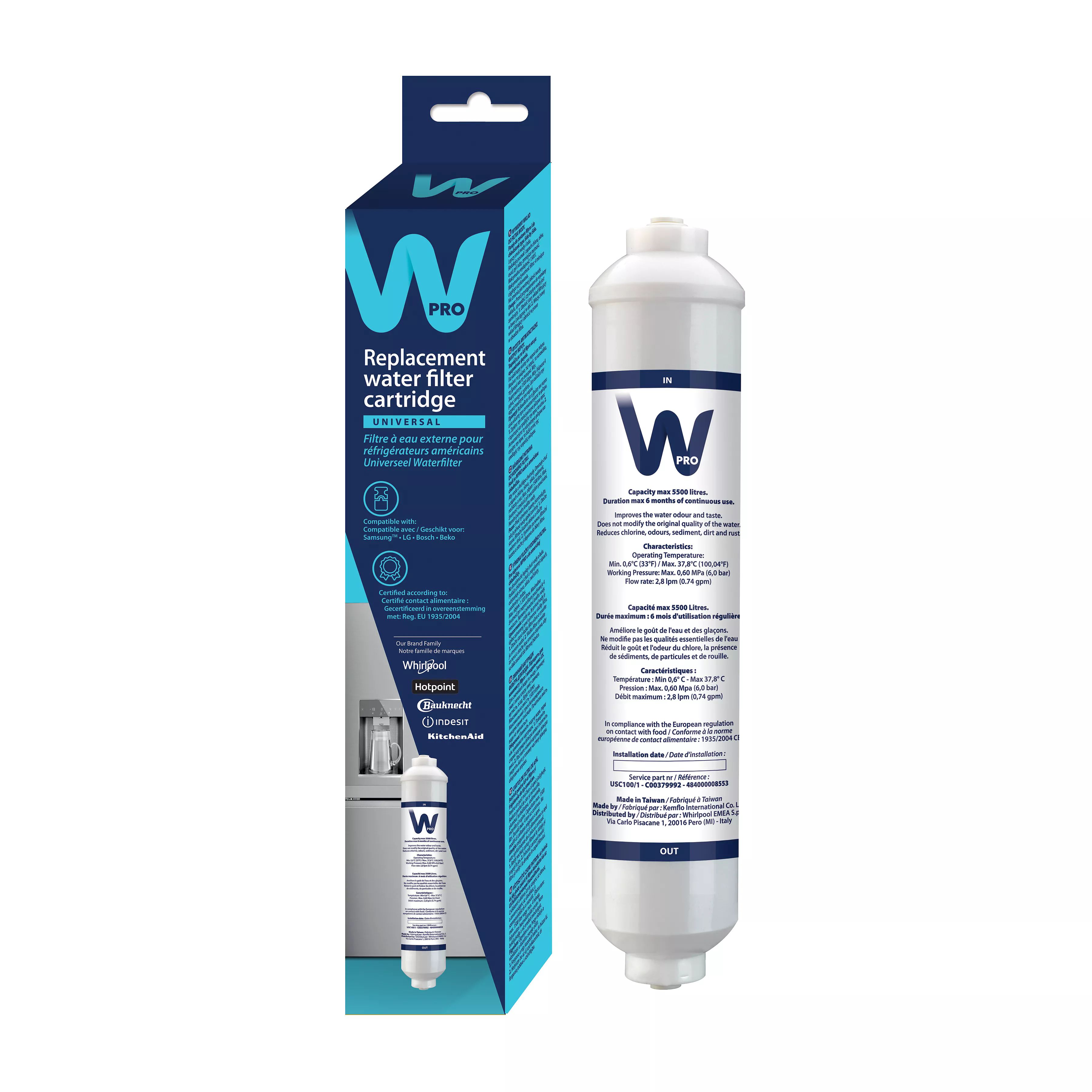 Filtre à eau externe WPRO USC100/1 pour réfrigérateur américain