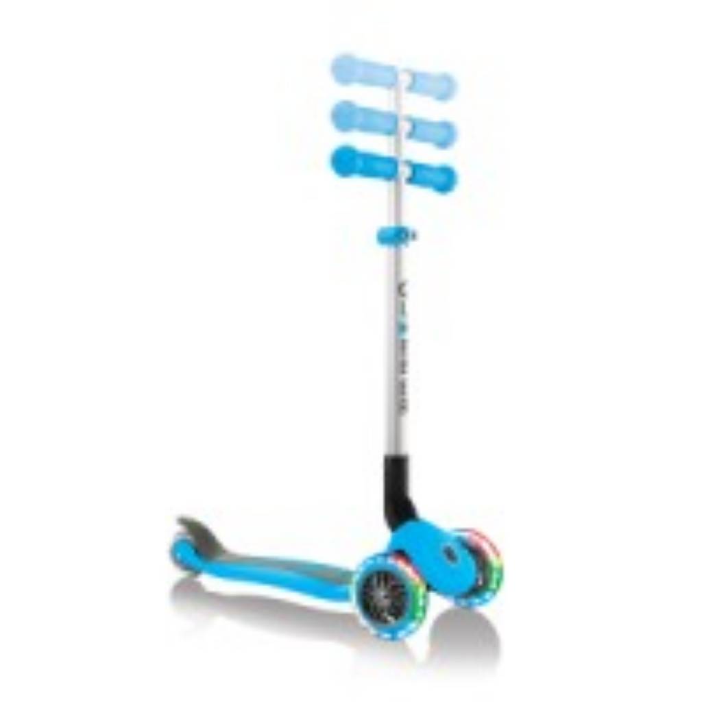 Trottinette 3 roues pliable bleue roues lumineuses