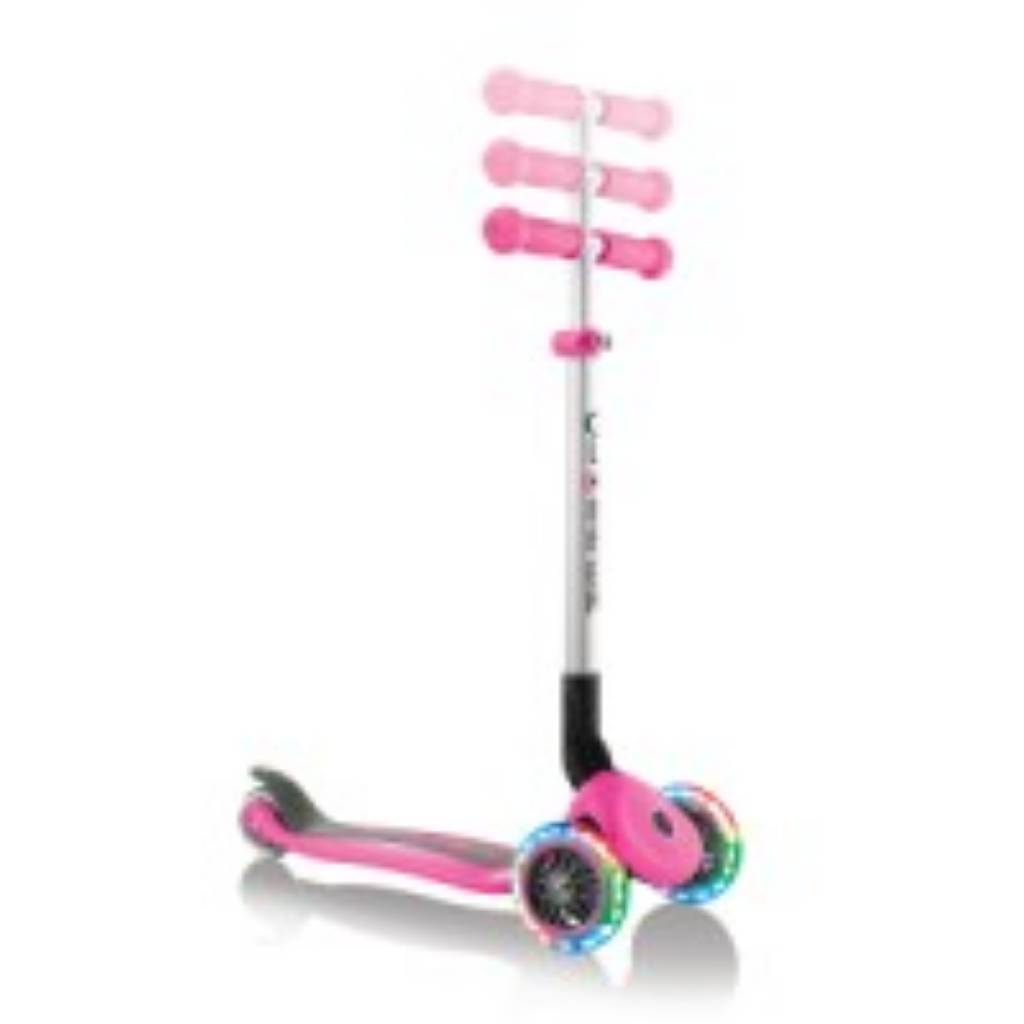 Trottinette 3 roues pliable rose roues lumineuses