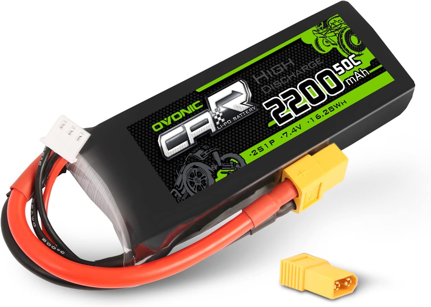 Produit neuf en déstockage – Batterie LiPo 2S 2200 mAh 7,4 V 50C avec connecteur XT60