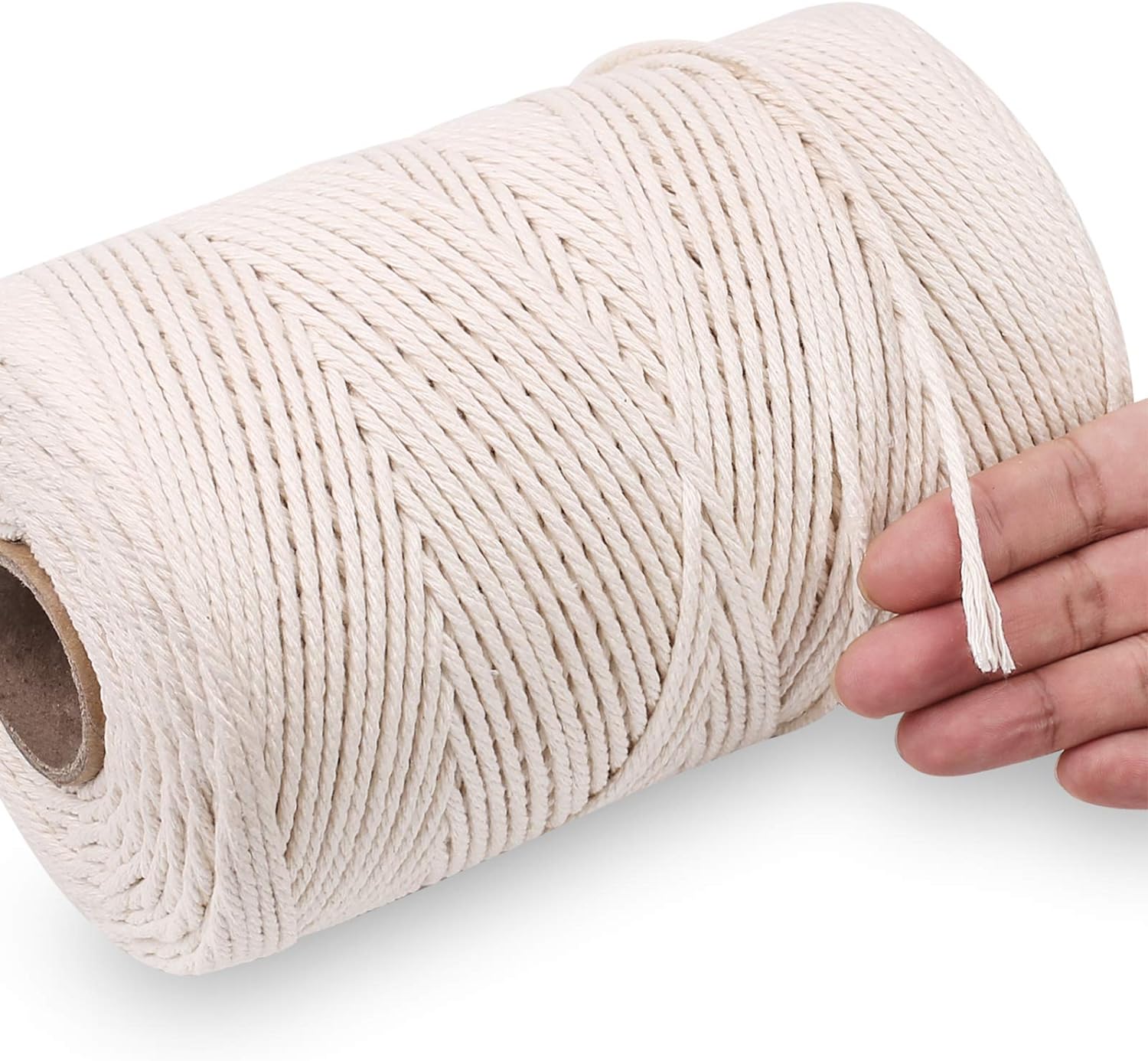 Fil macramé 2 mm x 200 m - 100 % coton - Corde en coton - Corde pour macramé -Beige