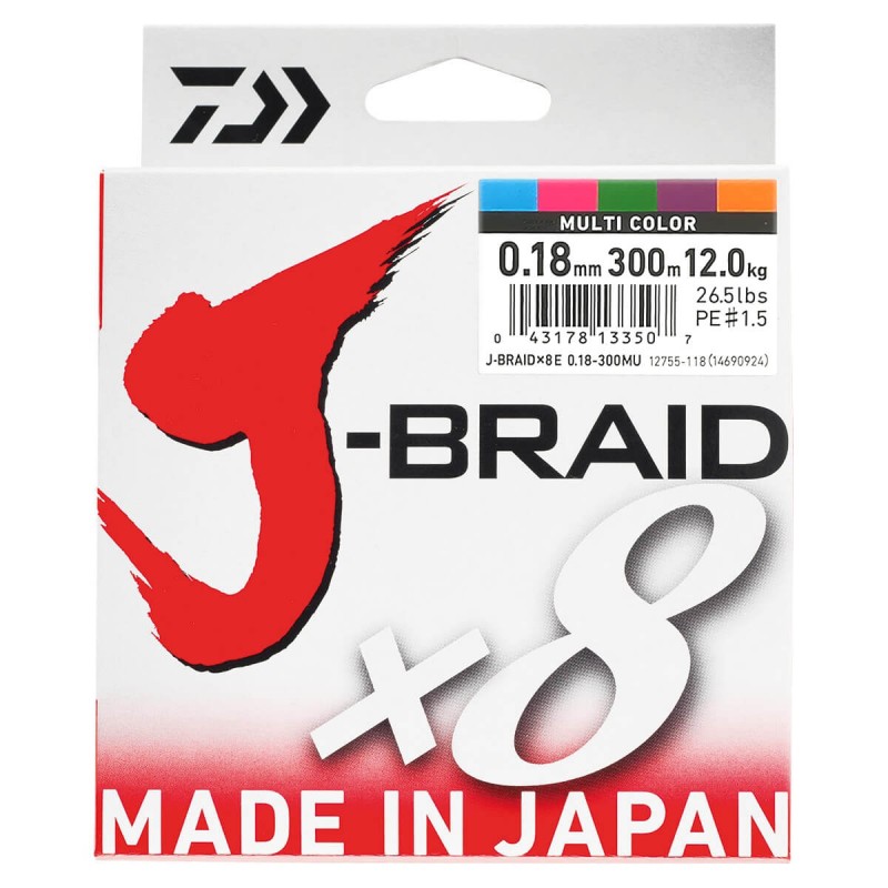 Daiwa J-Braid X8 Multicolor 300m-0.18mm/12kg