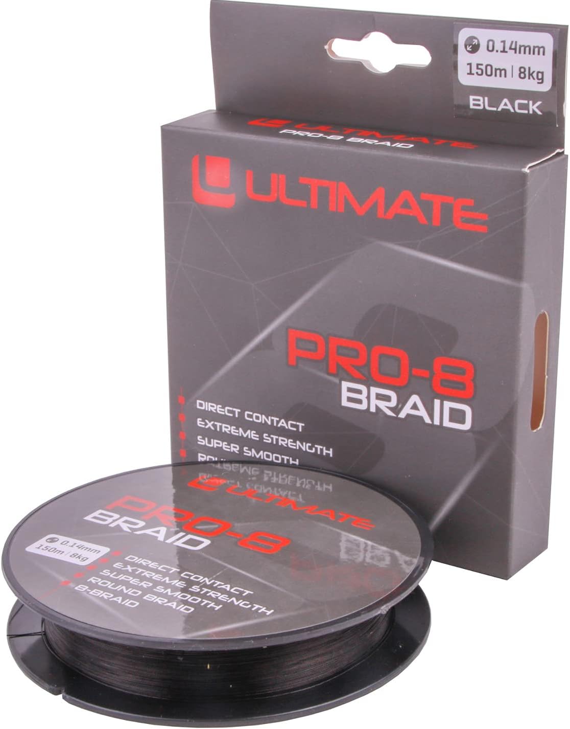 Ultimate Pro-8 Braid 0.20mm 12kg 150m Black | Tresse pêche 