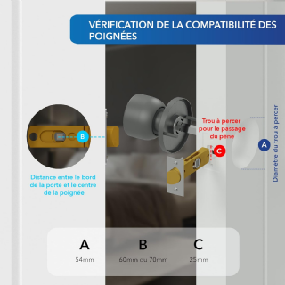 XFORT Tulip Entrance Knob – Poignée de Porte avec Serrure et Clé – Poignée pour Porte Intérieure en Bois avec Verrou – Finition Chrome Poli – Kit Complet