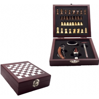 Ensemble 37 Pièces Accessoires à Vin et Échecs