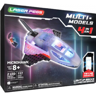 Laser Pegs, Navette Spatiale - 4 en 1 - 117 pcs, Construction, brique lumineuse, Jouet pour enfants dès 8 ans, LAU06