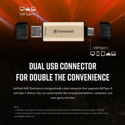Transcend Clé USB JetFlash 930C 128GB USB 3.2 Gen 1, rose doré - TS128GJF930C